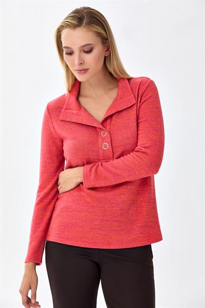 Önü Çıtçıtlı Uzun Kol Triko Bluz 256-1700