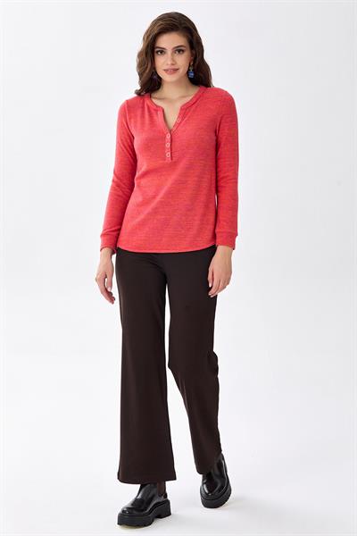 Önü Çıtçıtlı Uzun Kol Triko Bluz 256-1701