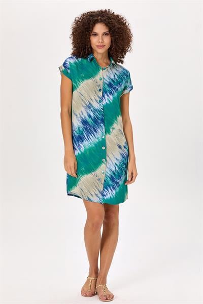 Önü Düğmeli Düşük Kol Gömlek Elbise 025-4000