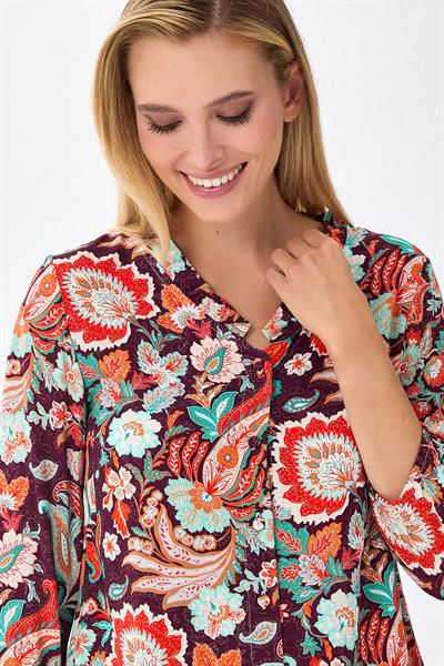 Önü Düğmeli ¾ Kol Bluz 256-3015