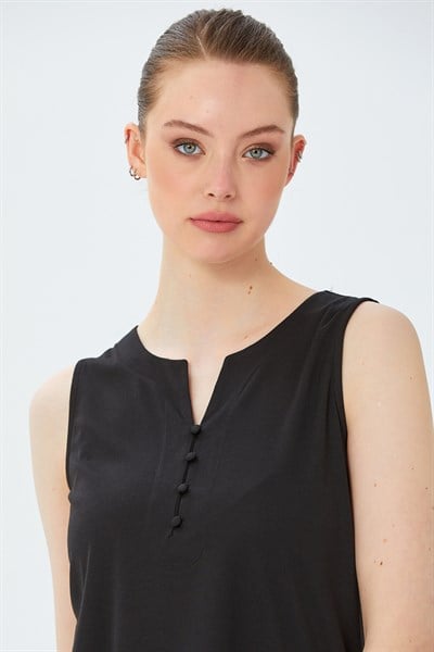 Önü Düğmeli Kolsuz Bluz 026-1033
