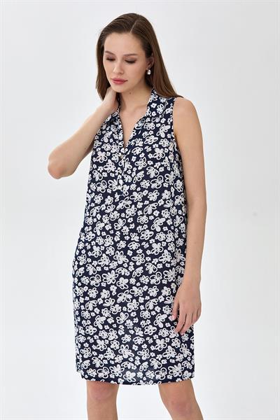 Önü Düğmeli Kolsuz Polo Yaka Elbise 025-4034