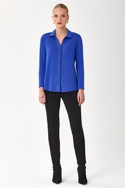 Önü Düğmeli Uzun Kol Gömlek Bluz 245-1009