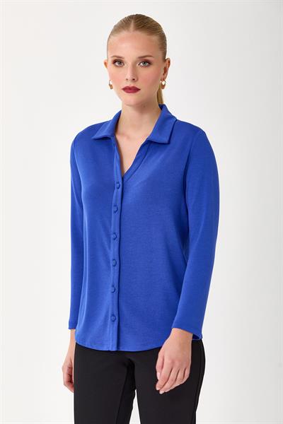 Önü Düğmeli Uzun Kol Gömlek Bluz 245-1009