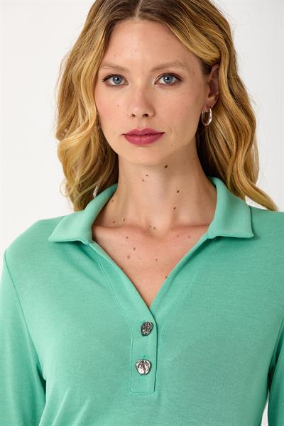 Önü Düğmeli Uzun Kol Gömlek Yaka Bluz 245-1011