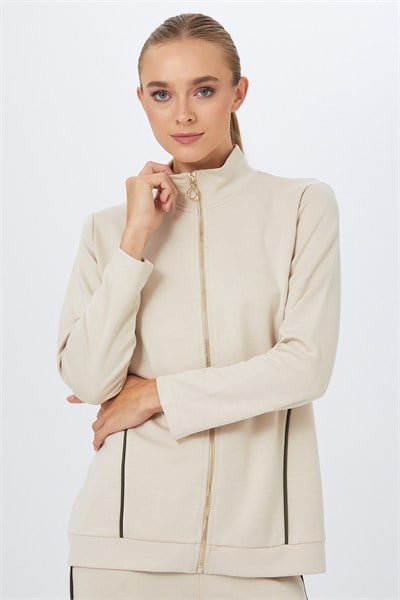 Önü Fermuarlı Ara Biye Detaylı S-Shirt 267-2132