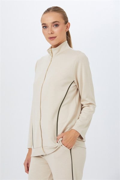 Önü Fermuarlı Ara Biye Detaylı S-Shirt 267-2132