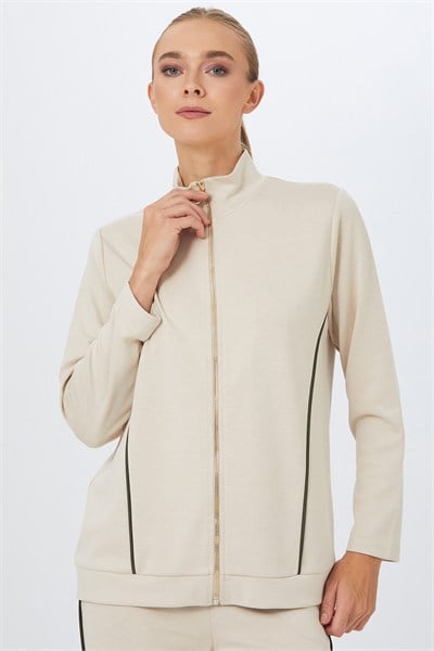 Önü Fermuarlı Ara Biye Detaylı S-Shirt 267-2132