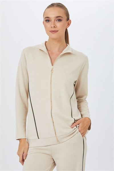 Önü Fermuarlı Ara Biye Detaylı S-Shirt 267-2132