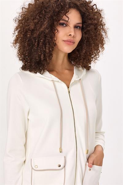 Önü Fermuarlı Kapüşonlu Cepli S-Shirt 025-2106