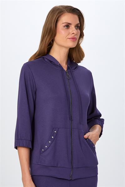 Önü Fermuarlı Kapüşonlu Cepli S-Shirt 026-2108