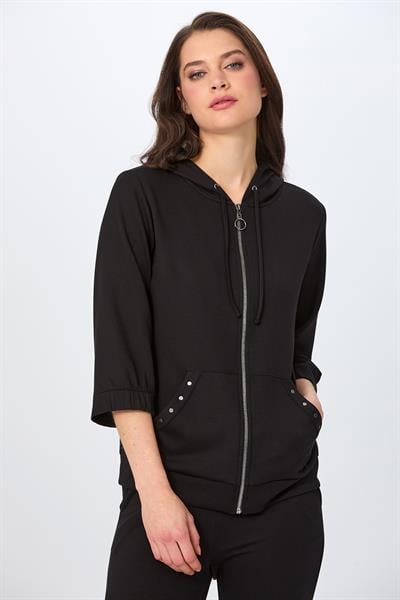 Önü Fermuarlı Kapüşonlu Cepli S-Shirt 026-2108