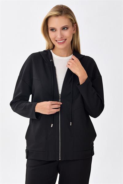 Önü Fermuarlı Kapüşonlu S-Shirt 256-2102