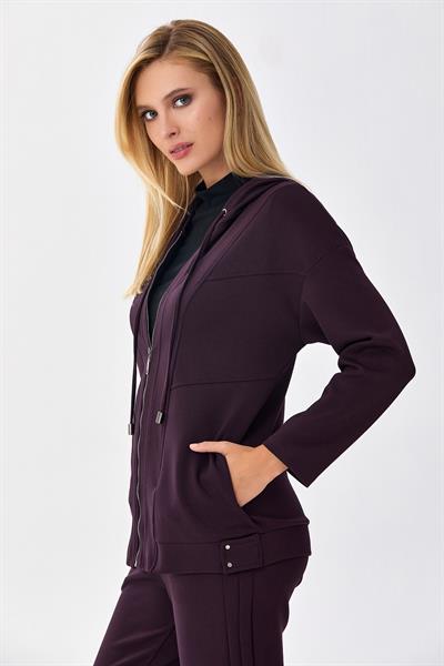 Önü Fermuarlı Kapüşonlu S-Shirt 256-2102