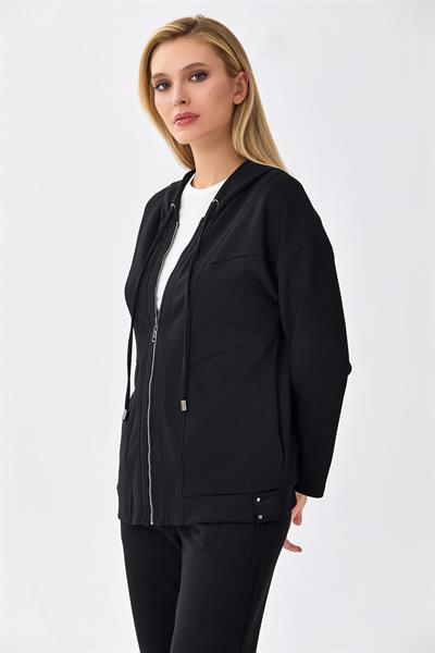 Önü Fermuarlı Kapüşonlu S-Shirt 256-2102