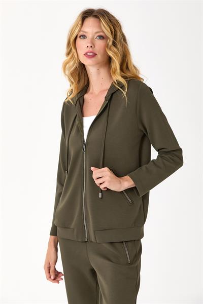 Önü Fermuarlı Kapüşonlu ve Cepli S-Shirt 245-2102