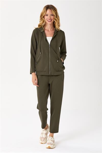 Önü Fermuarlı Kapüşonlu ve Cepli S-Shirt 245-2102