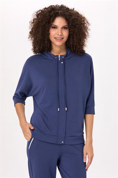 Önü Fermuarlı Kapüşonlu ve Cepli S-Shirt 025-2102