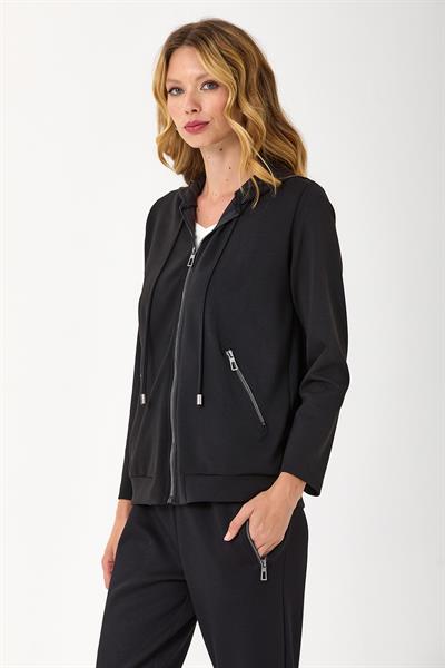 Önü Fermuarlı Kapüşonlu ve Cepli S-Shirt 245-2102