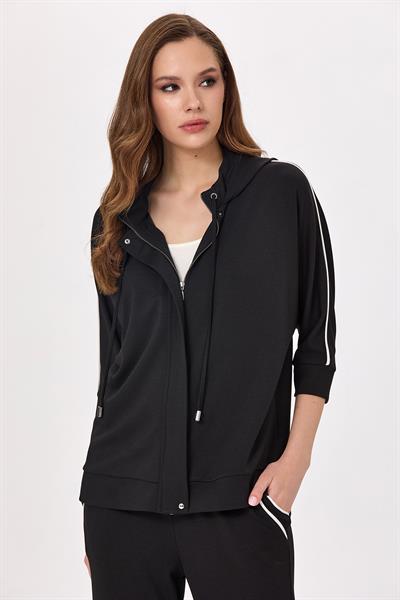 Önü Fermuarlı Kapüşonlu ve Cepli S-Shirt 025-2102