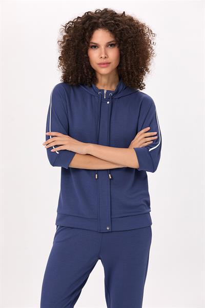 Önü Fermuarlı Kapüşonlu ve Cepli S-Shirt 025-2102