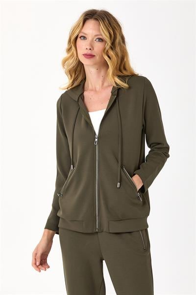 Önü Fermuarlı Kapüşonlu ve Cepli S-Shirt 245-2102