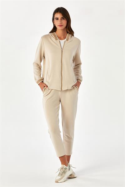 Önü Fermuarlı Sim Şeritli Kapüşonlu S-Shirt 024-2106