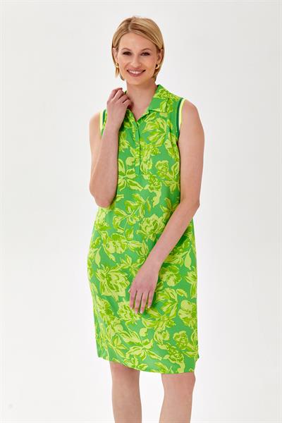 Polo Yaka Düğmeli Desenli Elbise 024-4042
