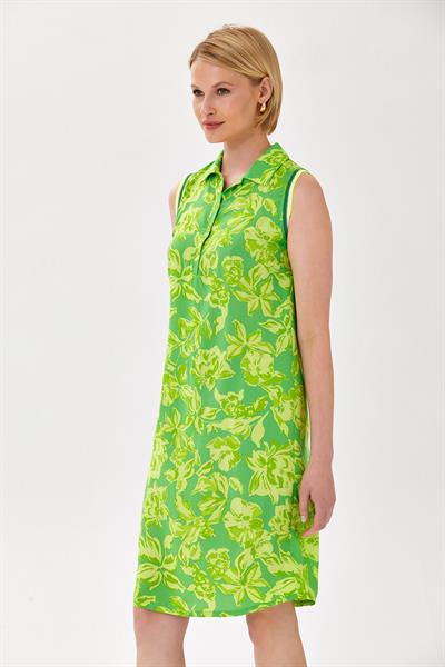 Polo Yaka Düğmeli Desenli Elbise 024-4042