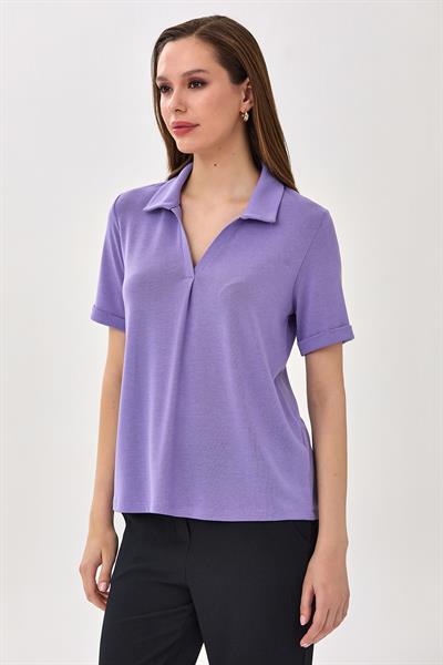 Polo Yaka Kısa Kol Bluz 025-1014