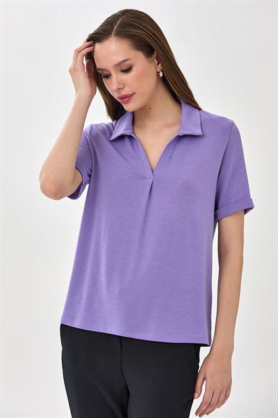 Polo Yaka Kısa Kol Bluz 025-1014