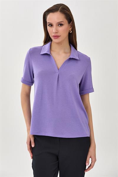 Polo Yaka Kısa Kol Bluz 025-1014