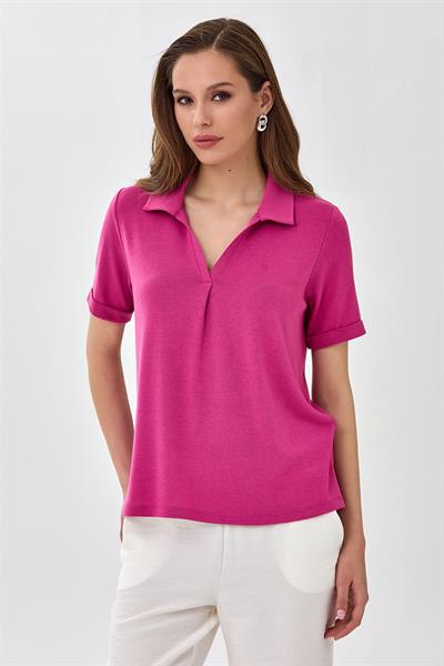 Polo Yaka Kısa Kol Bluz 025-1014