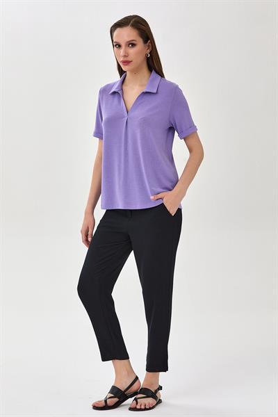 Polo Yaka Kısa Kol Bluz 025-1014