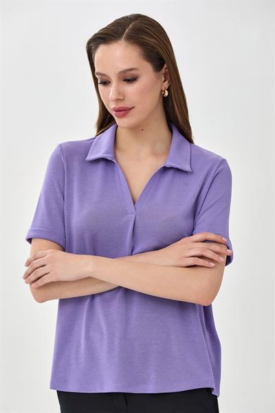 Polo Yaka Kısa Kol Bluz 025-1014