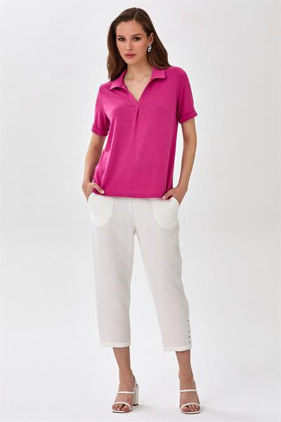 Polo Yaka Kısa Kol Bluz 025-1014