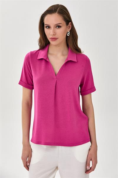 Polo Yaka Kısa Kol Bluz 025-1014