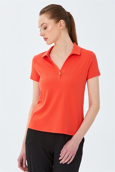 Polo Yaka Önü Çıtçıtlı Bluz 026-1036