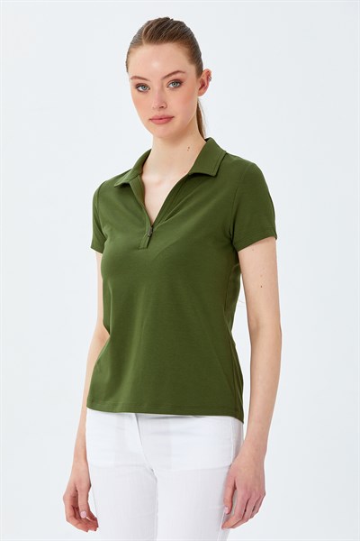 Polo Yaka Önü Çıtçıtlı Bluz 026-1036