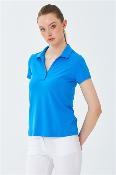 Polo Yaka Önü Çıtçıtlı Bluz 026-1036