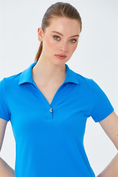 Polo Yaka Önü Çıtçıtlı Bluz 026-1036