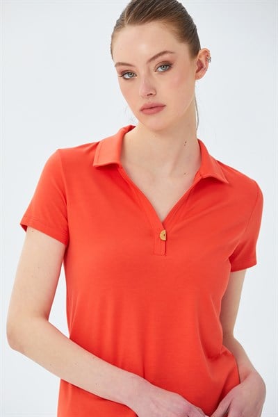Polo Yaka Önü Çıtçıtlı Bluz 026-1036