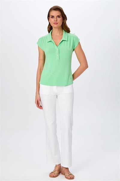 Polo Yaka Önü Çıtçıtlı Düşük Kol Bluz 026-1003