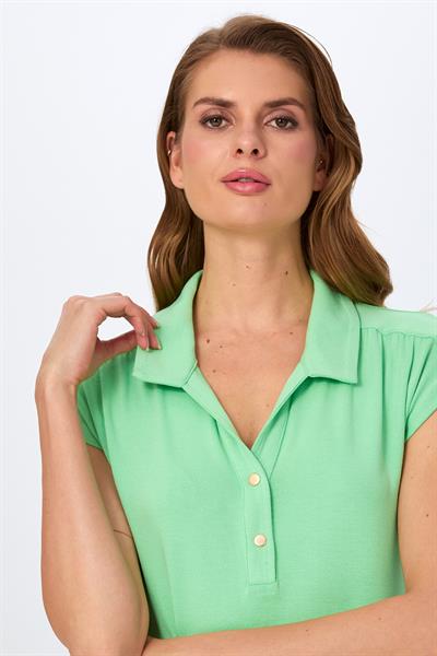 Polo Yaka Önü Çıtçıtlı Düşük Kol Bluz 026-1003