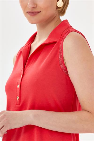 Polo Yaka Sim Şerit Detaylı Kolsuz Elbise 024-2519