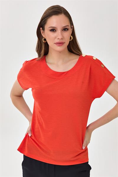 Tek Omuzu Çıtçıt Detaylı Düşük Kol Bluz 025-1045