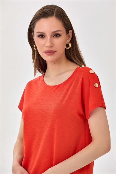 Tek Omuzu Çıtçıt Detaylı Düşük Kol Bluz 025-1045