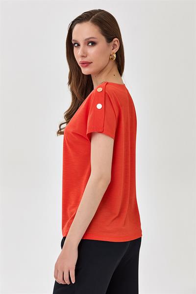 Tek Omuzu Çıtçıt Detaylı Düşük Kol Bluz 025-1045