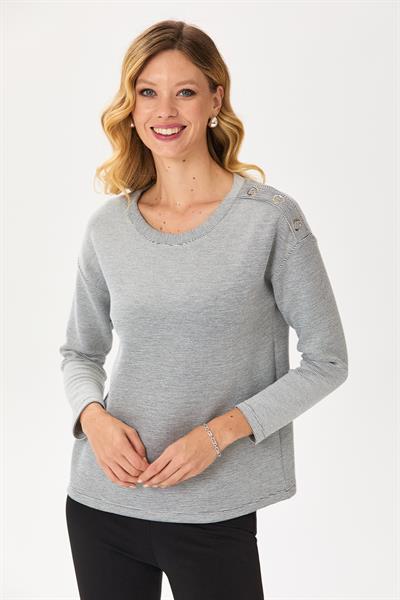 Omuzu Çıtçıt Detaylı Triko Bluz 245-1705