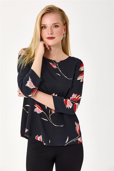 Turvakar Kollu Desenli Bluz 245-3020